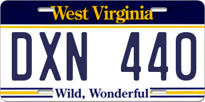 WV license plate DXN440