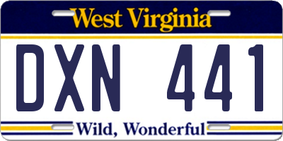 WV license plate DXN441