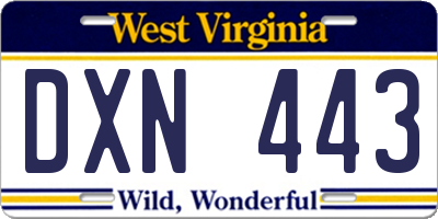 WV license plate DXN443