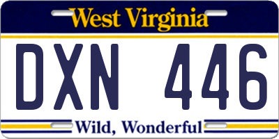 WV license plate DXN446