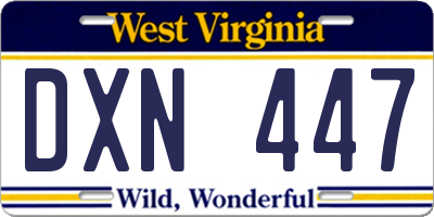 WV license plate DXN447