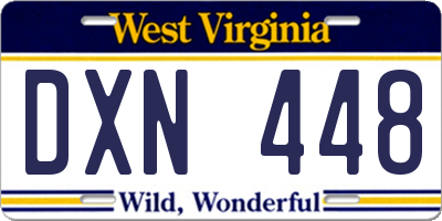 WV license plate DXN448