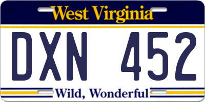 WV license plate DXN452