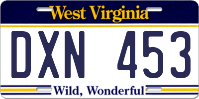 WV license plate DXN453