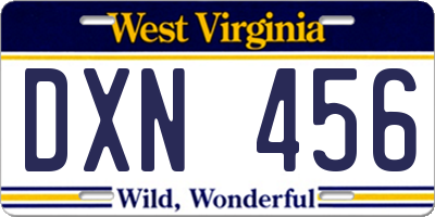 WV license plate DXN456