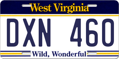 WV license plate DXN460