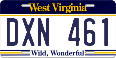WV license plate DXN461