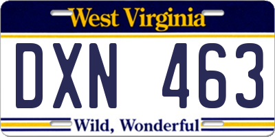 WV license plate DXN463