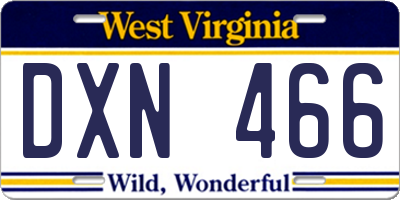WV license plate DXN466