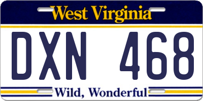 WV license plate DXN468