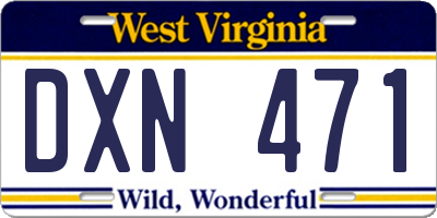 WV license plate DXN471