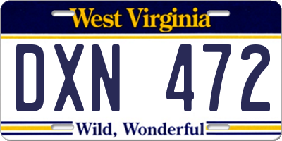 WV license plate DXN472