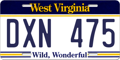 WV license plate DXN475