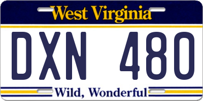 WV license plate DXN480