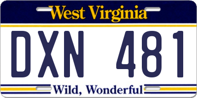 WV license plate DXN481