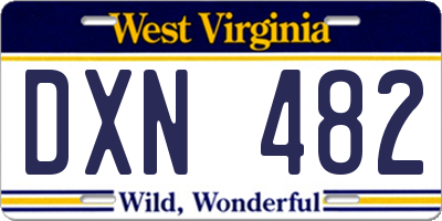 WV license plate DXN482