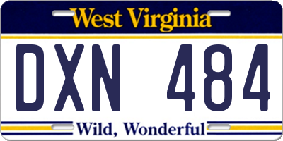WV license plate DXN484