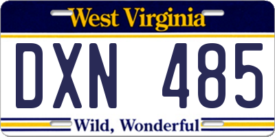 WV license plate DXN485