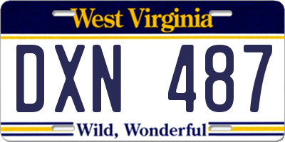 WV license plate DXN487