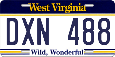 WV license plate DXN488