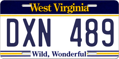 WV license plate DXN489