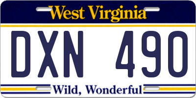 WV license plate DXN490