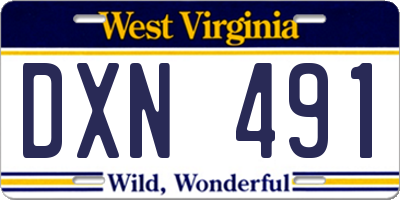 WV license plate DXN491
