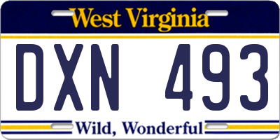 WV license plate DXN493