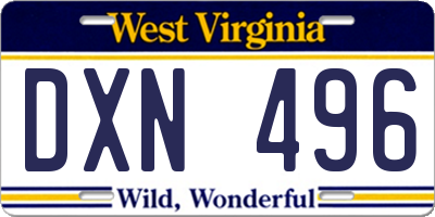 WV license plate DXN496