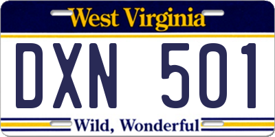 WV license plate DXN501