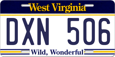 WV license plate DXN506