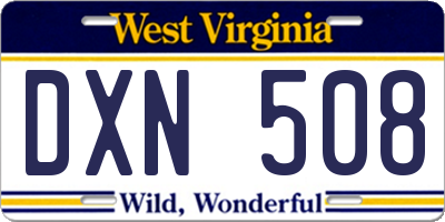 WV license plate DXN508