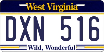 WV license plate DXN516
