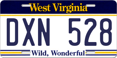 WV license plate DXN528