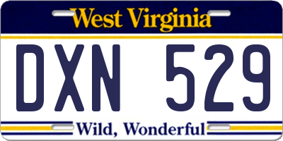 WV license plate DXN529