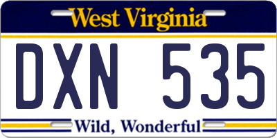 WV license plate DXN535
