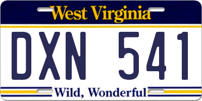 WV license plate DXN541