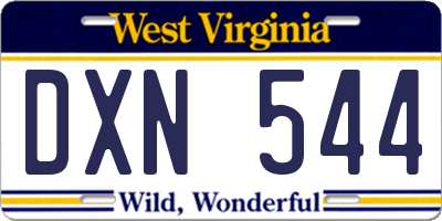 WV license plate DXN544