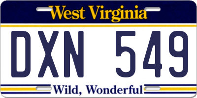 WV license plate DXN549