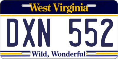 WV license plate DXN552