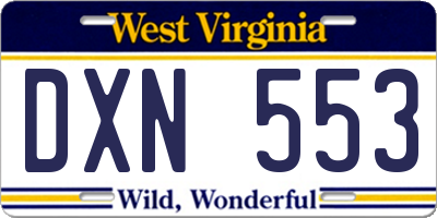 WV license plate DXN553