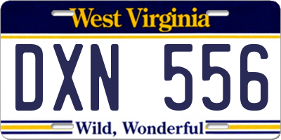 WV license plate DXN556