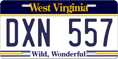 WV license plate DXN557