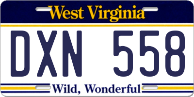 WV license plate DXN558