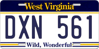 WV license plate DXN561
