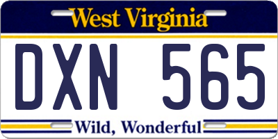 WV license plate DXN565