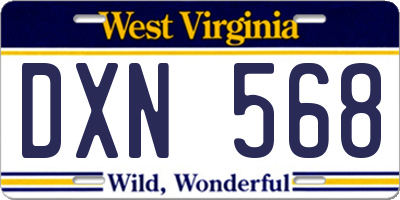 WV license plate DXN568