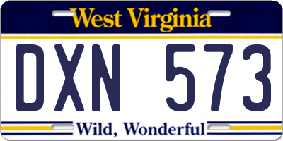 WV license plate DXN573
