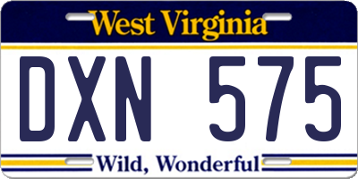 WV license plate DXN575