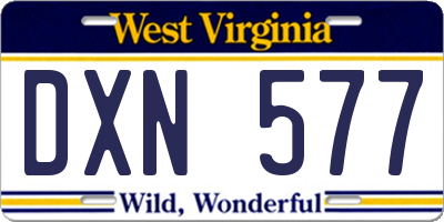 WV license plate DXN577
